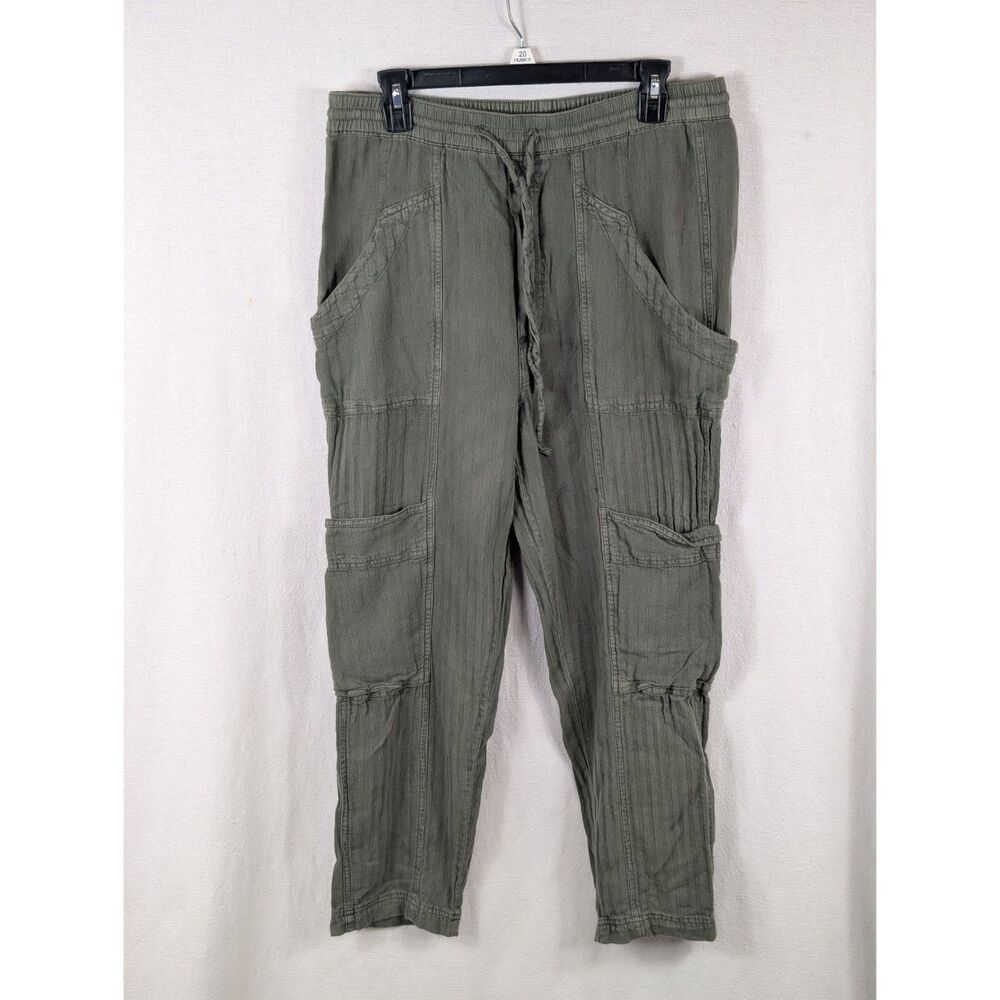 Free People Feelin' Good Linen Blend Utility Pants Green Women's Size Small